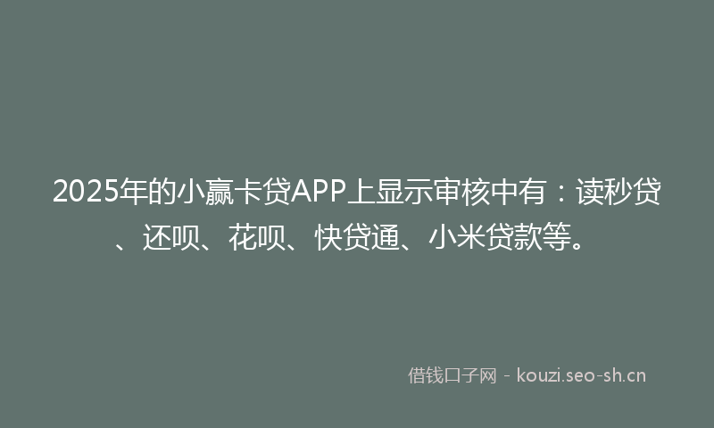 2025年的小赢卡贷APP上显示审核中有：读秒贷、还呗、花呗、快贷通、小米贷款等。