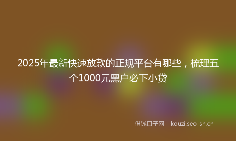 2025年最新快速放款的正规平台有哪些，梳理五个1000元黑户必下小贷