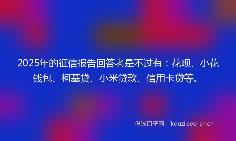 2025年的征信报告回答老是不过有：花呗、小花钱包、柯基贷、小米贷款、信用卡贷等。