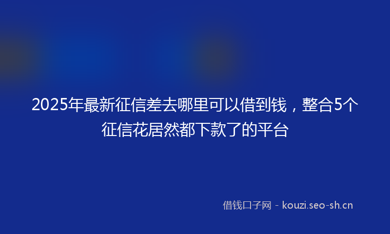 2025年最新征信差去哪里可以借到钱，整合5个征信花居然都下款了的平台