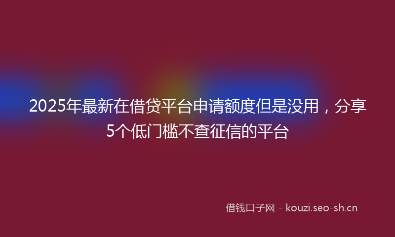 2025年最新在借贷平台申请额度但是没用，分享5个低门槛不查征信的平台