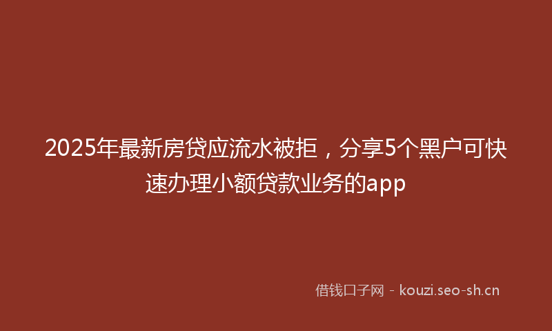 2025年最新房贷应流水被拒，分享5个黑户可快速办理小额贷款业务的app
