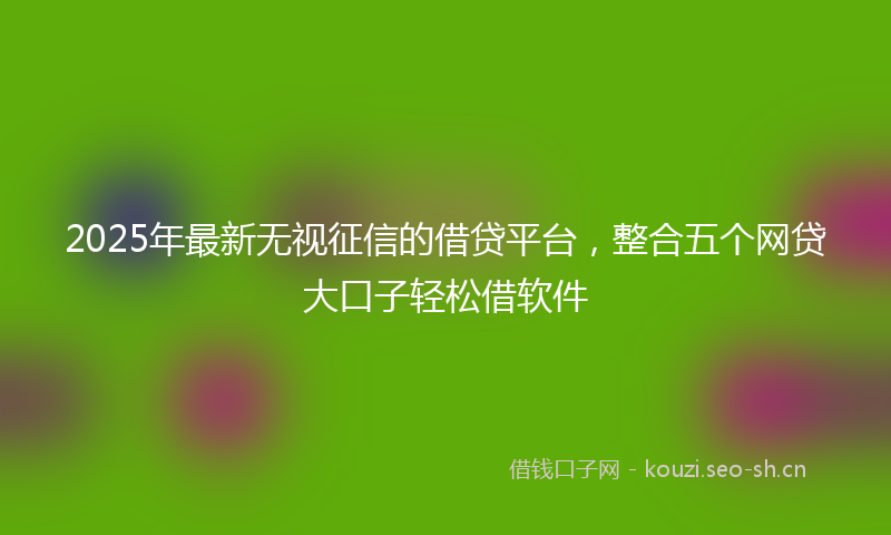2025年最新无视征信的借贷平台，整合五个网贷大口子轻松借软件
