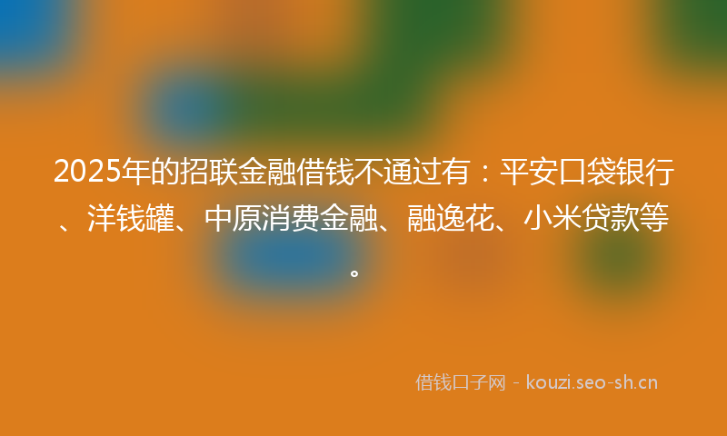 2025年的招联金融借钱不通过有：平安口袋银行、洋钱罐、中原消费金融、融逸花、小米贷款等。