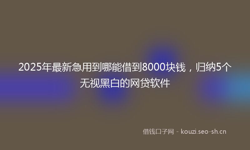 2025年最新急用到哪能借到8000块钱，归纳5个无视黑白的网贷软件