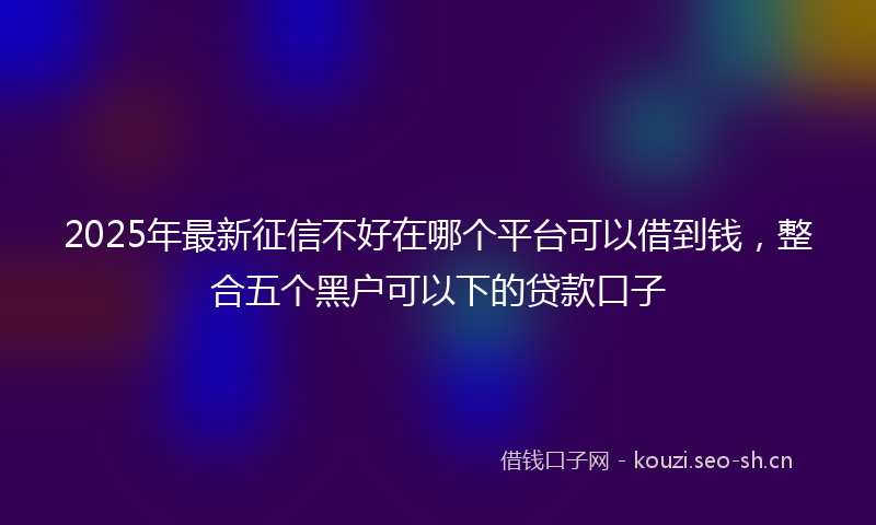2025年最新征信不好在哪个平台可以借到钱，整合五个黑户可以下的贷款口子
