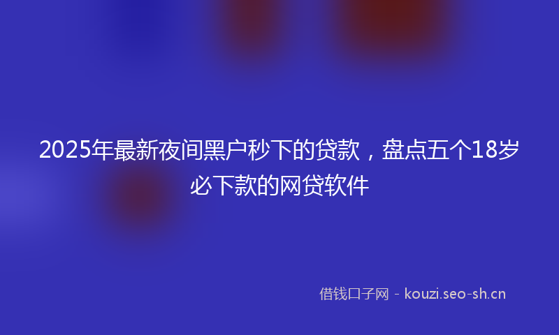 2025年最新夜间黑户秒下的贷款，盘点五个18岁必下款的网贷软件