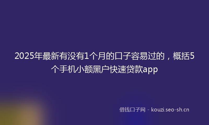 2025年最新有没有1个月的口子容易过的，概括5个手机小额黑户快速贷款app