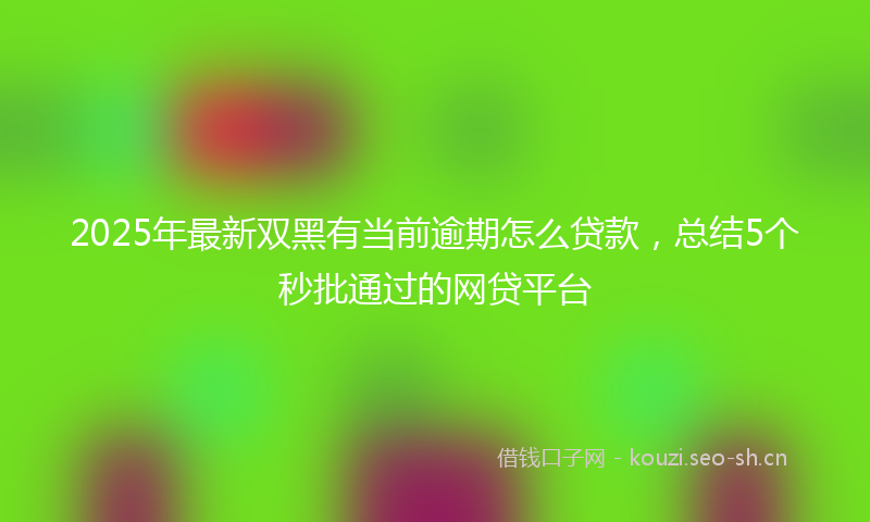 2025年最新双黑有当前逾期怎么贷款,总结5个秒批通过的网贷平台