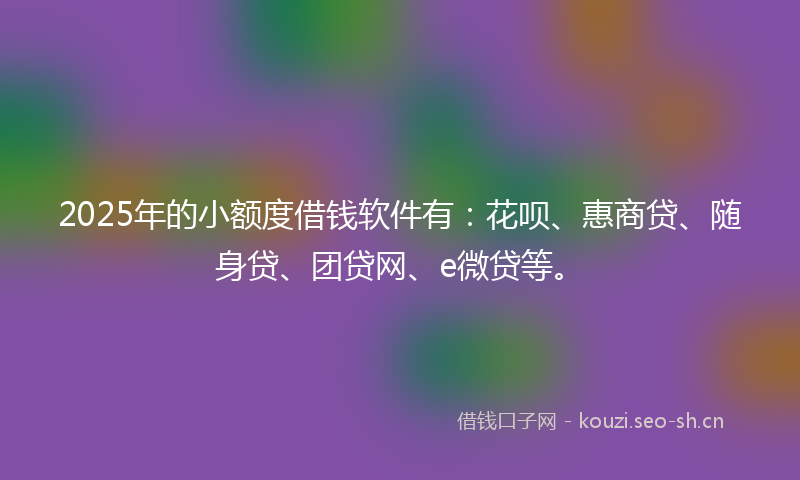 2025年的小额度借钱软件有:花呗、惠商贷、随身贷、团贷网、e微贷等。