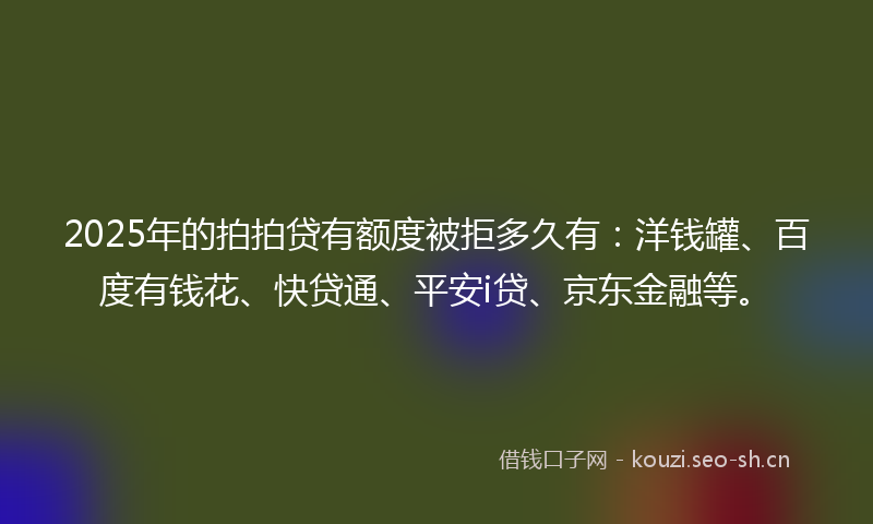2025年的拍拍贷有额度被拒多久有：洋钱罐、百度有钱花、快贷通、平安i贷、京东金融等。