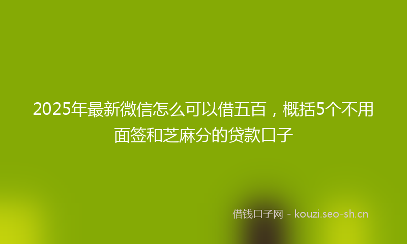 2025年最新微信怎么可以借五百，概括5个不用面签和芝麻分的贷款口子