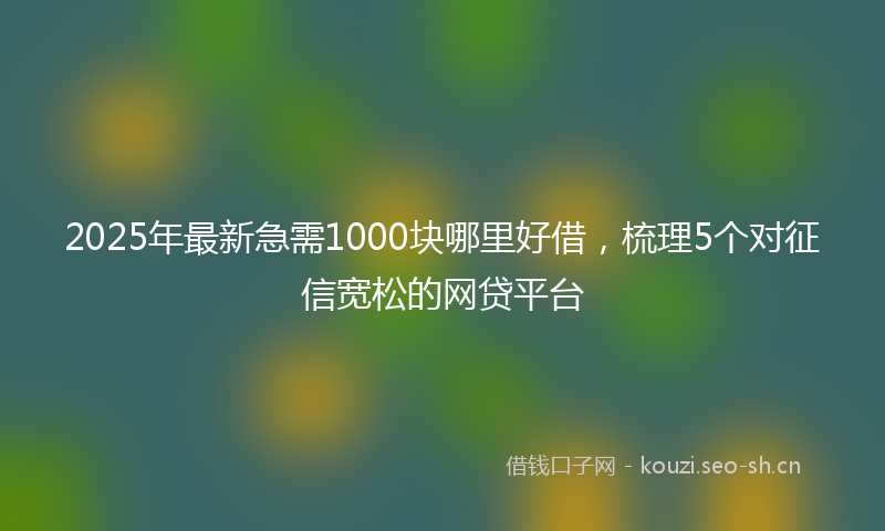 2025年最新急需1000块哪里好借，梳理5个对征信宽松的网贷平台
