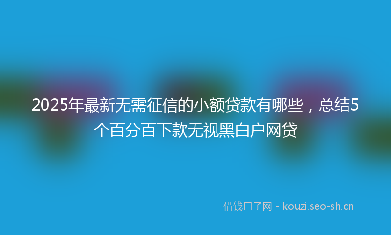 2025年最新无需征信的小额贷款有哪些，总结5个百分百下款无视黑白户网贷