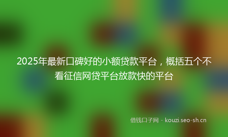 2025年最新口碑好的小额贷款平台，概括五个不看征信网贷平台放款快的平台