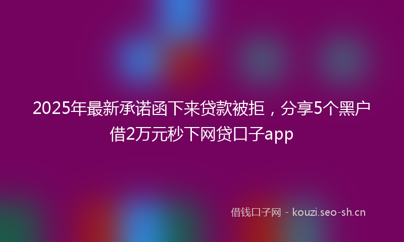 2025年最新承诺函下来贷款被拒，分享5个黑户借2万元秒下网贷口子app