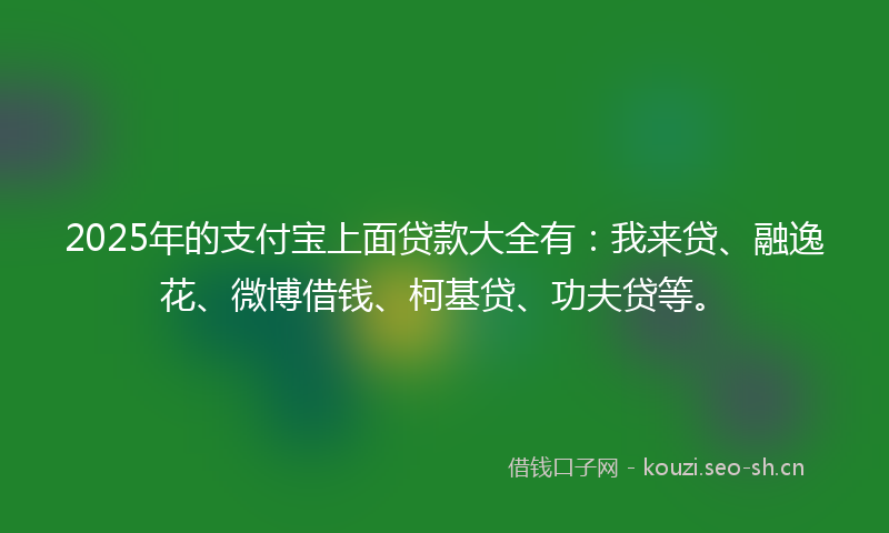2025年的支付宝上面贷款大全有：我来贷、融逸花、微博借钱、柯基贷、功夫贷等。