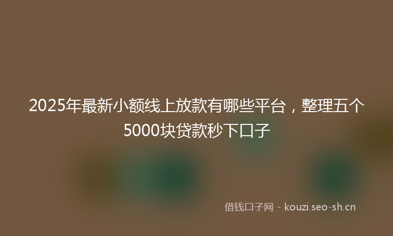 2025年最新小额线上放款有哪些平台，整理五个5000块贷款秒下口子