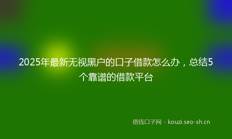 2025年最新无视黑户的口子借款怎么办，总结5个靠谱的借款平台
