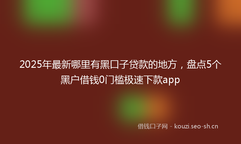 2025年最新哪里有黑口子贷款的地方，盘点5个黑户借钱0门槛极速下款app
