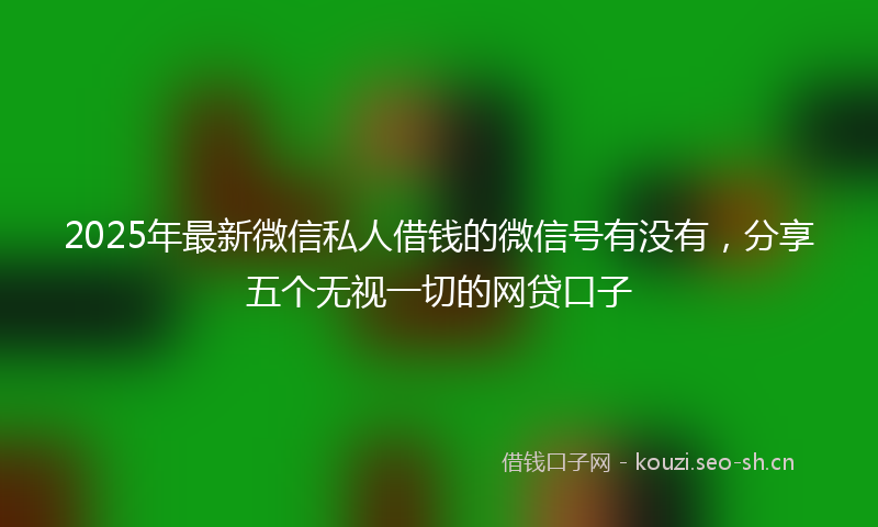 2025年最新微信私人借钱的微信号有没有，分享五个无视一切的网贷口子