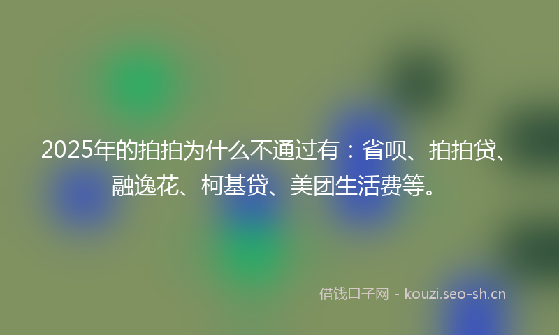 2025年的拍拍为什么不通过有：省呗、拍拍贷、融逸花、柯基贷、美团生活费等。