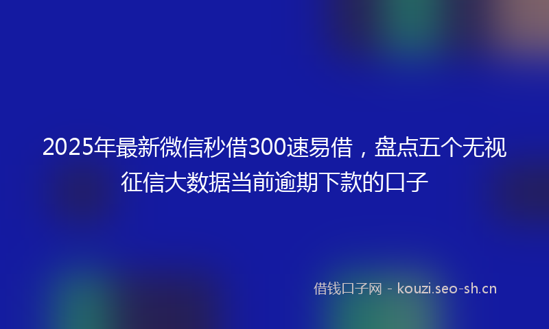 2025年最新微信秒借300速易借，盘点五个无视征信大数据当前逾期下款的口子