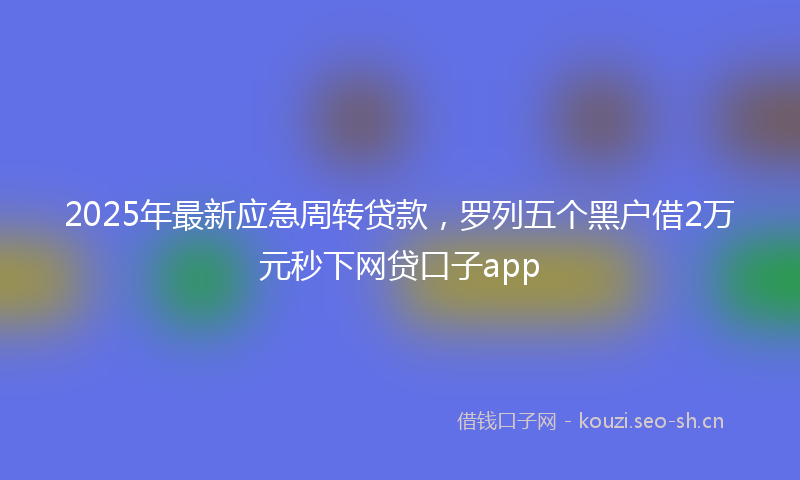 2025年最新应急周转贷款，罗列五个黑户借2万元秒下网贷口子app