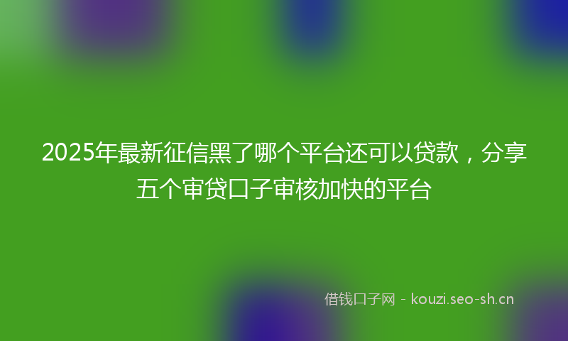 2025年最新征信黑了哪个平台还可以贷款，分享五个审贷口子审核加快的平台