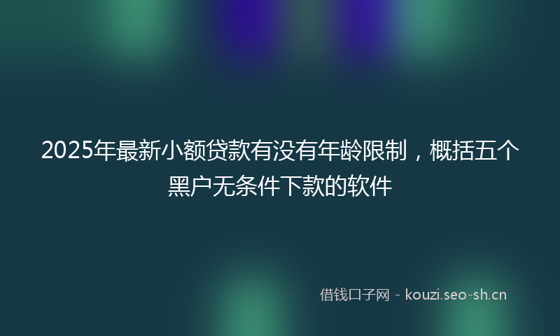 2025年最新小额贷款有没有年龄限制，概括五个黑户无条件下款的软件