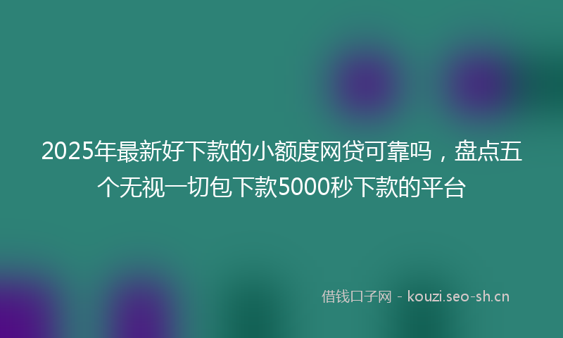 2025年最新好下款的小额度网贷可靠吗,盘点五个无视一切包下款5000秒下款的平台