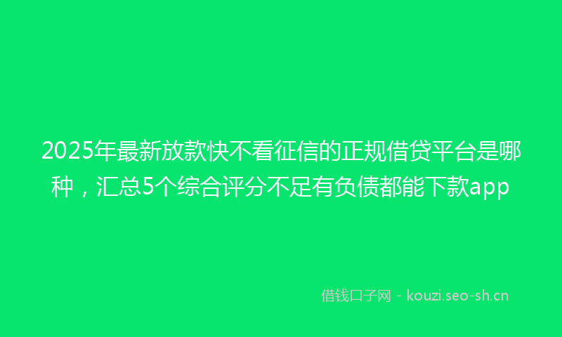 2025年最新放款快不看征信的正规借贷平台是哪种，汇总5个综合评分不足有负债都能下款app