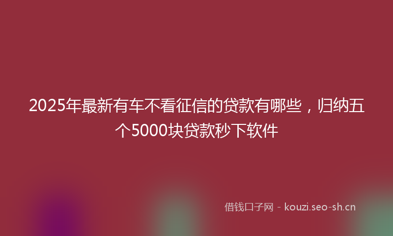 2025年最新有车不看征信的贷款有哪些，归纳五个5000块贷款秒下软件