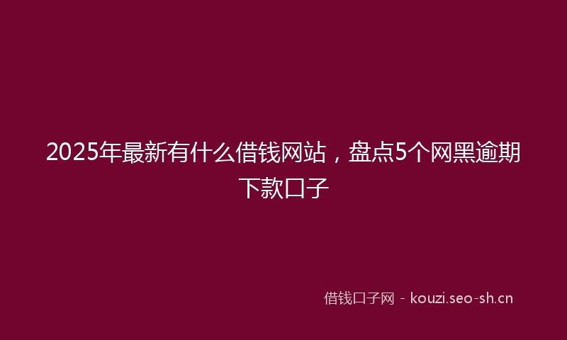 2025年最新有什么借钱网站，盘点5个网黑逾期下款口子