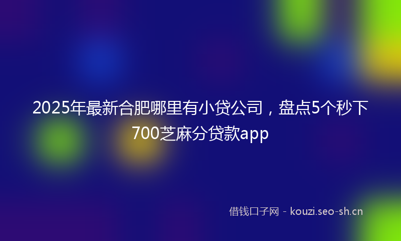 2025年最新合肥哪里有小贷公司，盘点5个秒下700芝麻分贷款app