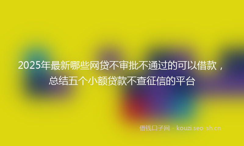 2025年最新哪些网贷不审批不通过的可以借款，总结五个小额贷款不查征信的平台