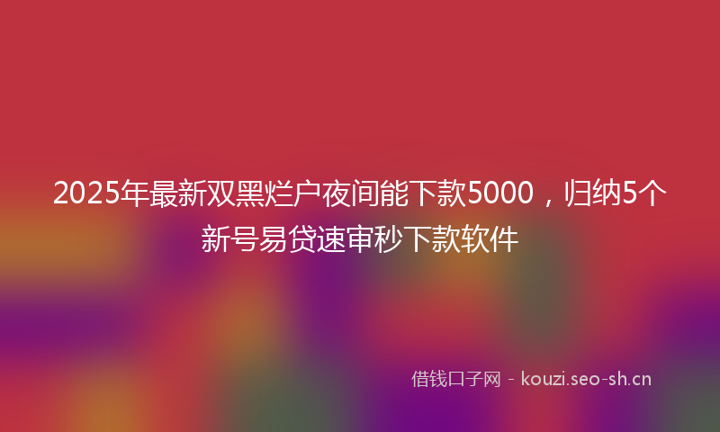 2025年最新双黑烂户夜间能下款5000，归纳5个新号易贷速审秒下款软件