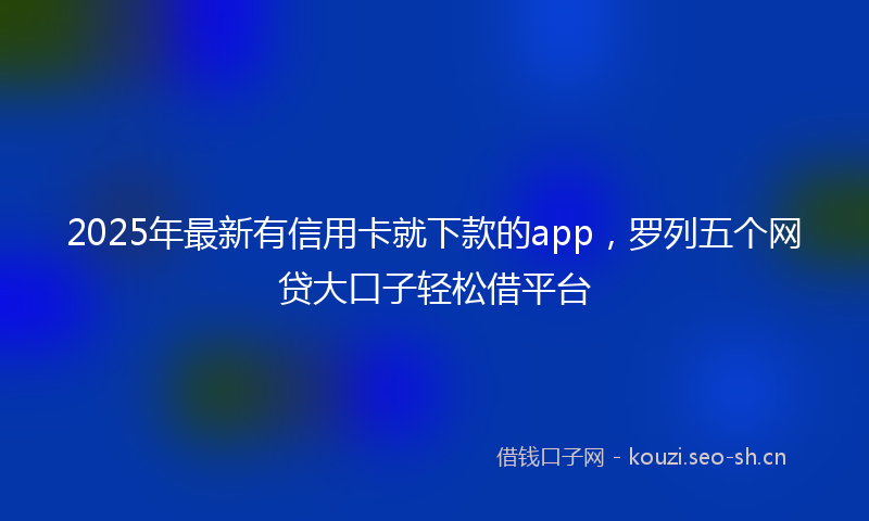 2025年最新有信用卡就下款的app，罗列五个网贷大口子轻松借平台