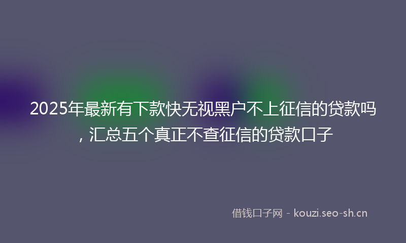 2025年最新有下款快无视黑户不上征信的贷款吗，汇总五个真正不查征信的贷款口子