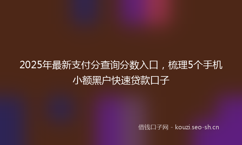2025年最新支付分查询分数入口，梳理5个手机小额黑户快速贷款口子