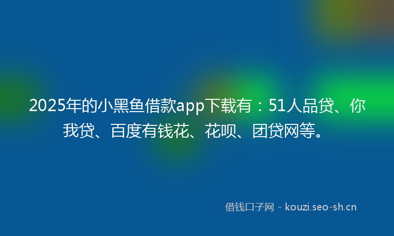 2025年的小黑鱼借款app下载有：51人品贷、你我贷、百度有钱花、花呗、团贷网等。