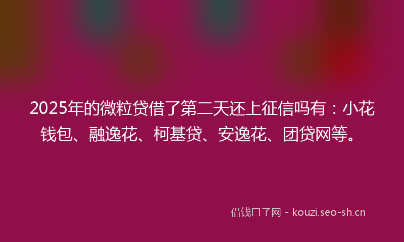 2025年的微粒贷借了第二天还上征信吗有：小花钱包、融逸花、柯基贷、安逸花、团贷网等。