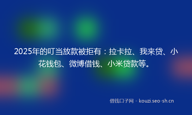 2025年的叮当放款被拒有：拉卡拉、我来贷、小花钱包、微博借钱、小米贷款等。