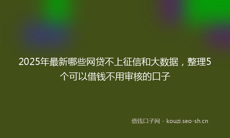 2025年最新哪些网贷不上征信和大数据，整理5个可以借钱不用审核的口子