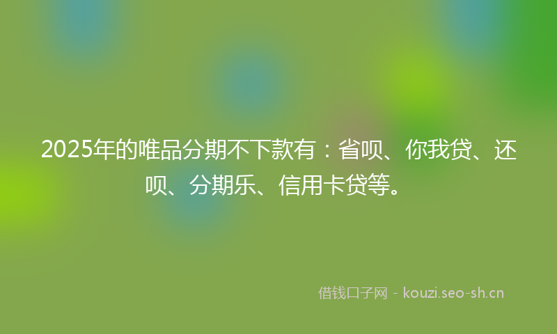 2025年的唯品分期不下款有：省呗、你我贷、还呗、分期乐、信用卡贷等。
