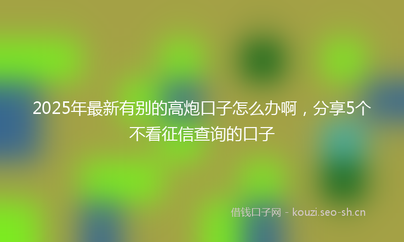 2025年最新有别的高炮口子怎么办啊，分享5个不看征信查询的口子