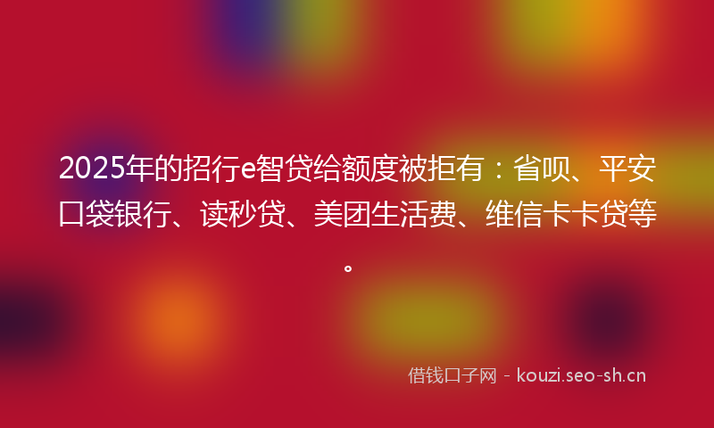 2025年的招行e智贷给额度被拒有：省呗、平安口袋银行、读秒贷、美团生活费、维信卡卡贷等。