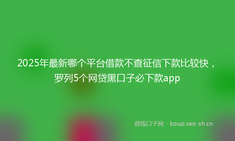 2025年最新哪个平台借款不查征信下款比较快，罗列5个网贷黑口子必下款app