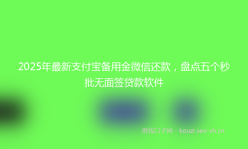 2025年最新支付宝备用金微信还款，盘点五个秒批无面签贷款软件