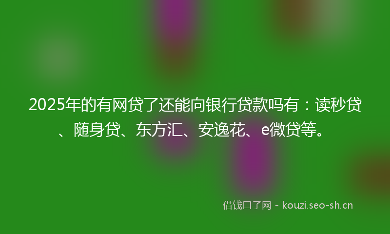 2025年的有网贷了还能向银行贷款吗有：读秒贷、随身贷、东方汇、安逸花、e微贷等。